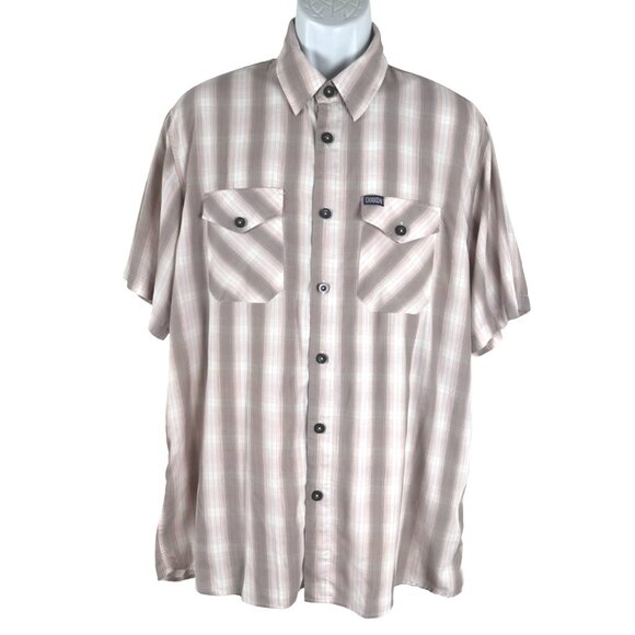 Dixxon The Alpine Shirt XL Button Front Short Sleeve Plaid Bamboo Blend TP-3496 - Picture 1 of 10